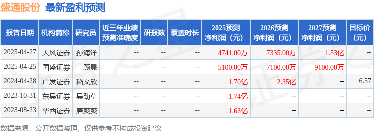 盈利预测明细